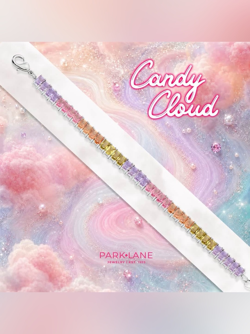 Park Lane Candy Cloud Multicolor Tennis Bracelet - Pastel Crystal